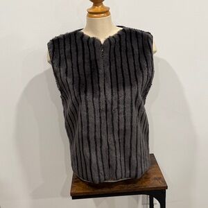 Kikit Studio Striped Faux Fur Vest